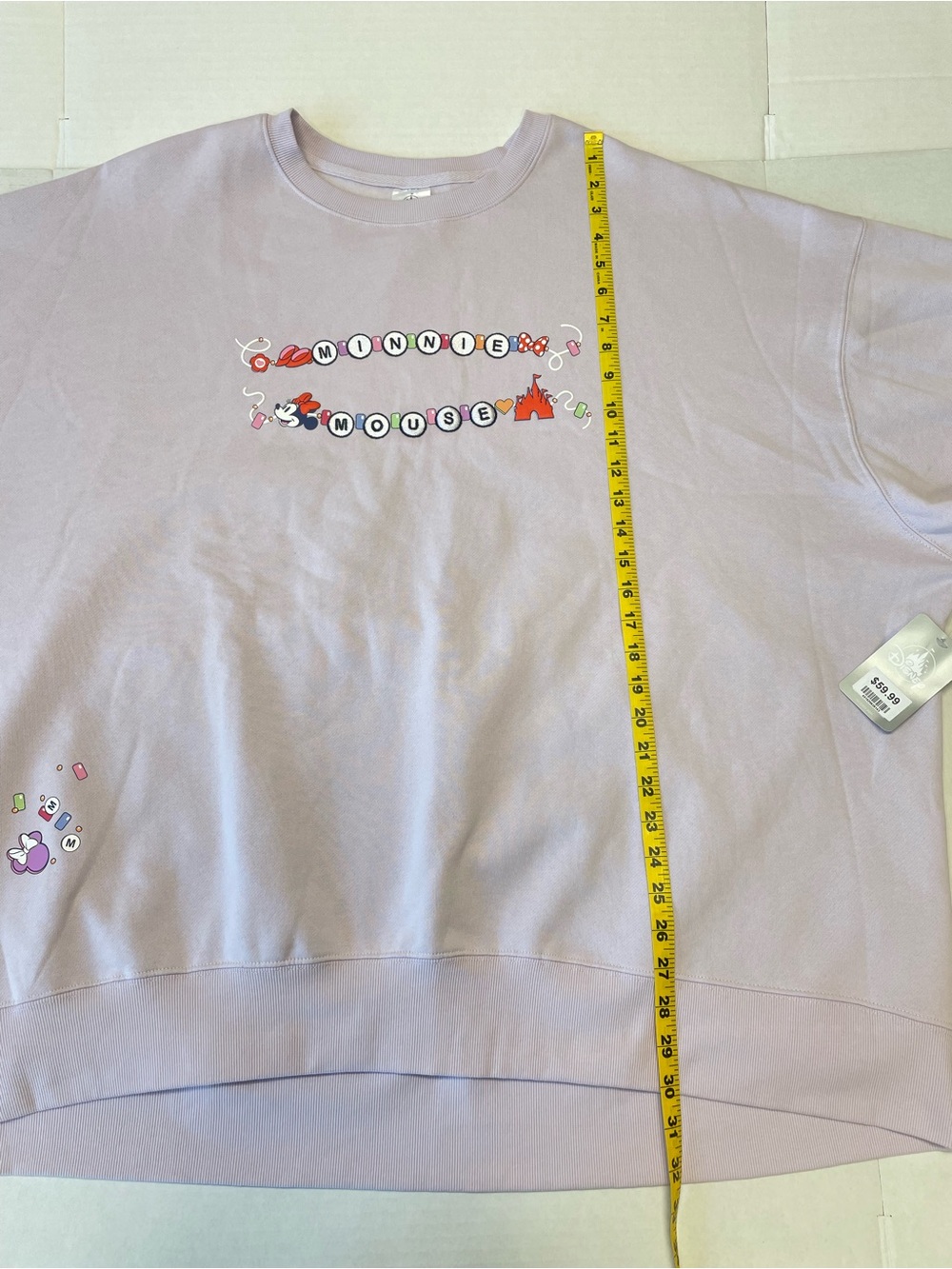 NWT 2X Disney Minnie Mouse Friendship Bracelet Pullover Sweatshirt Light Purple - Picture 13 of 14